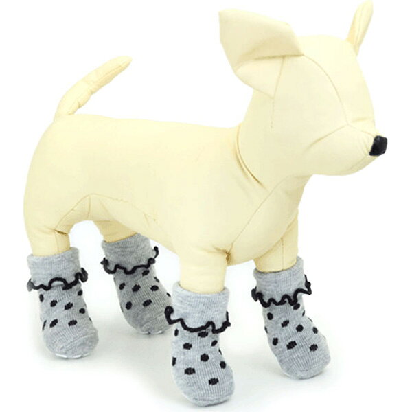 RunPetのペットソックス 4足 フリルグレイ L アライブ ▼a ペット グッズ 犬 ドッグ ウェア おしゃれ 靴下 散歩 肉球保護 L'ange｜アングル3