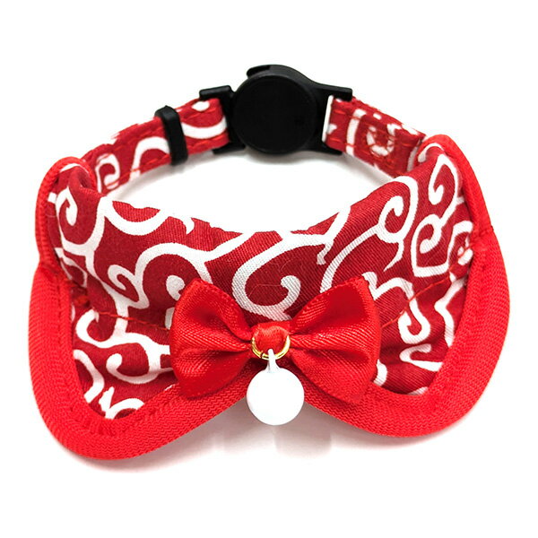 カラクサエリ付 キャット レッド 岡野製作所 ▼a ペット グッズ 猫 キャット アクセサリー 首輪 カラー ..