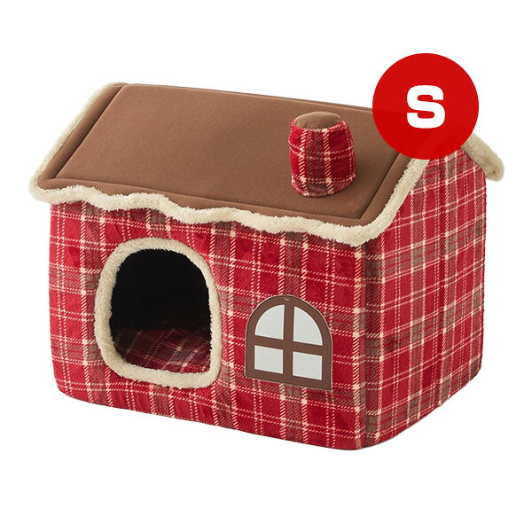 もふもふハウス S チェックレッド ボンビアルコン ▼g ペット グッズ 犬 ドッグ 猫 キャット クッションハウス リバーシブル 秋冬