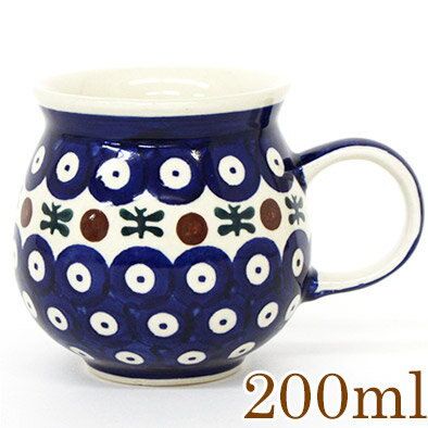 　ポーランド食器・陶器　ポーリッシュポタリー マグカップ 0.2L WIZA社 Mug113 032 ピーコックアイ　ギフト手作り　ハンドメイド あす楽 1