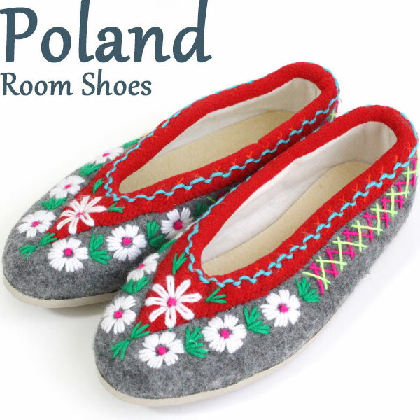 Rakuten - ポーランド　ルームシューズ クラクフ花刺繍サイズ35(22.5cm-23cm)北欧　05P07Feb16