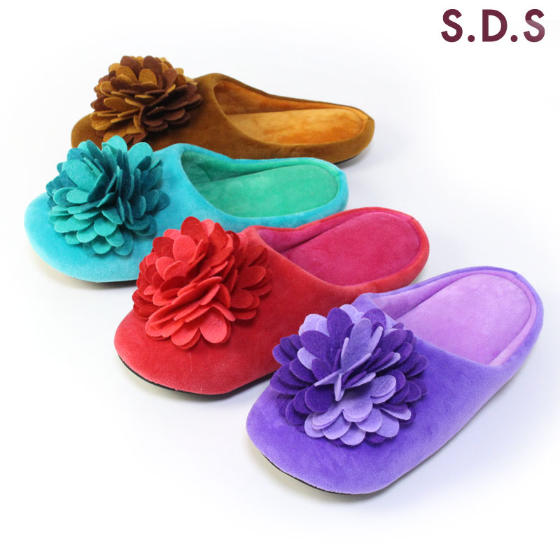 SDS ダリア ルームシューズ 洗える スリッパ 立体花