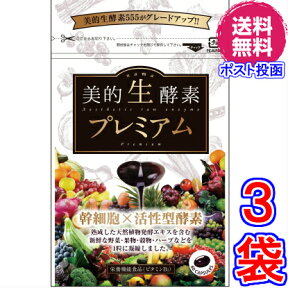 【送料無料　ポスト投函】美的生酵素プレミアム ×お得3袋（3ヶ月分） 《60粒、「酵素女神　生酵素プレミアム」と中身同じ、幹細胞、活性型酵素、メガザイム7、ダイジェザイム 、酵素女神　生酵素プレミアム、酵素ダイエット、マイクロ、酵素女神　生酵素555》