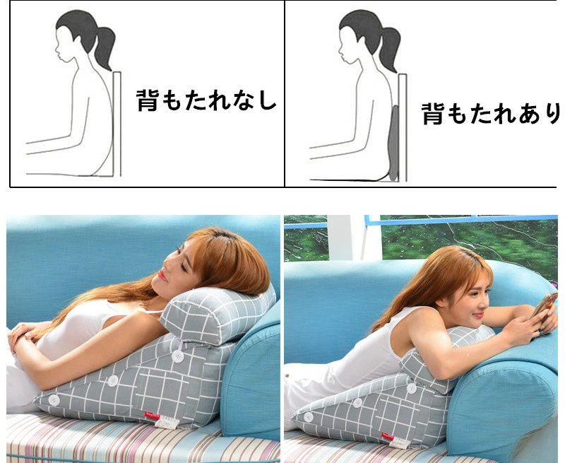 背もたれ クッション ベッド 三角 大きい 三角クッション ソファー ソファークッション 読書 腰枕 ベッド用 リラックスクッション 三角枕 傾斜 枕 テレビ 座椅子 大きいサイズ おしゃれ インテリア ベット 背もたれクッション ベッド用 多機能 父の日 母の日 kz192z [2]