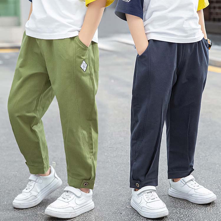 Rakuten - 春秋 薄手 キッズ パンツ 男の子 おしゃれ ズボン 九分丈パンツ ゆったり 通学 カジュアル ボトムス 子供服 ズボン シンプル 韓国子供服 ジュニア 110 120 130 140 150 160