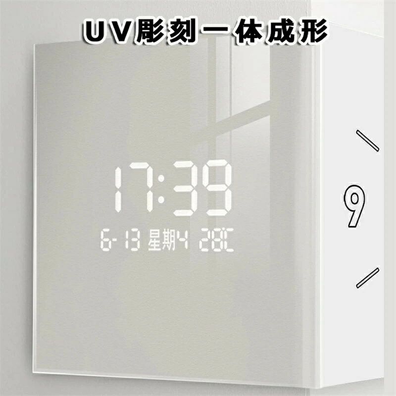 角時計 グレー クリームホワイト デジタル時計 西海岸スタイル 温度/湿度表示搭載 デコレーション 真っ 振り子時計 リビング ファッショ 明るい 壁掛け センサースイッチグロー 多機能 両面時計 デジタルコーナー壁掛け時計 ホーム クリエイティブ [3]