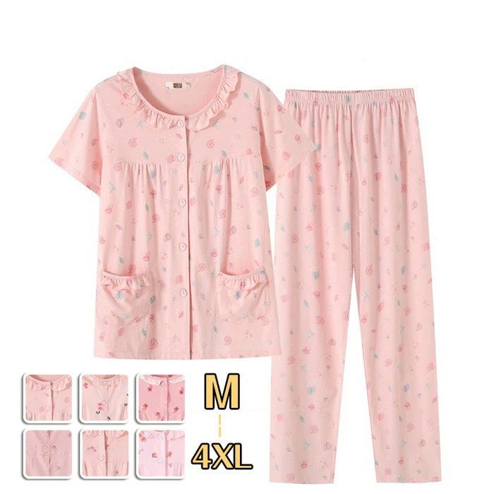 入 マタニティ かわいい 可愛い コットン ピンク ルームウェア 大人用 上下セット 夏 春 半袖 前開き ぽっちゃり 綿 レディース