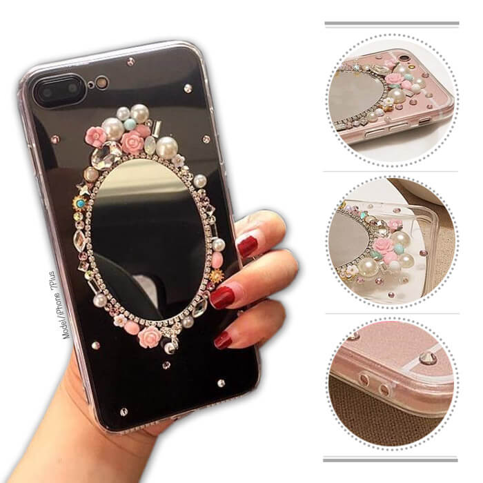 iPhone 12 iPhone12 pro ケース ミラー iPhone12mini iPhone12ProMAX iphonese2 iphone11 pro iphone11promax iphone xr X XS iphone8 7 6 plus クリアケース デコ 花 鏡 キラキラ ミラーケース かわいい おしゃれ iPhone ケース 韓国 バラ スマホケース