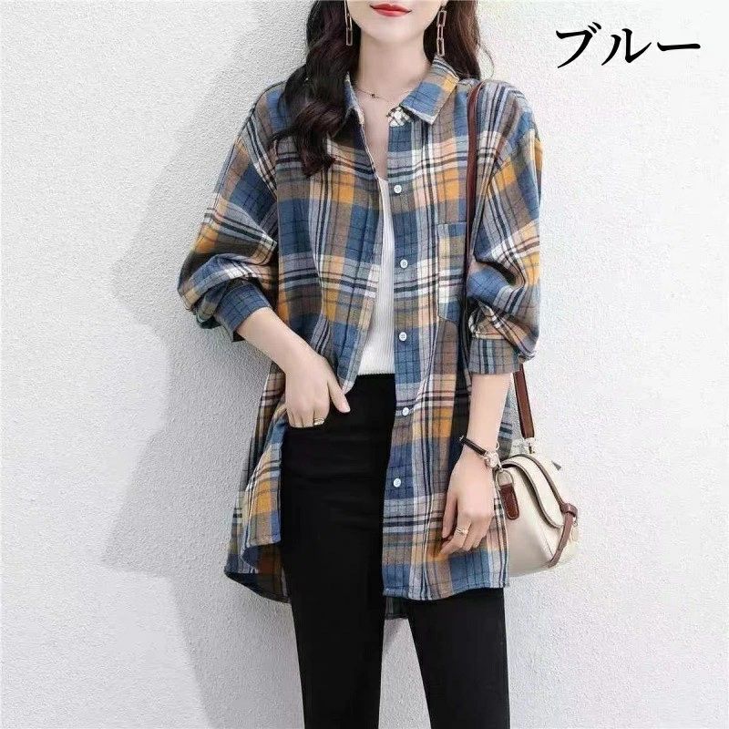 カジュアルシャツ レディース ネルシャツ チュニック丈 シャツワンピース 秋冬 トップス アメカジ チェック柄 長袖 トップス 前開き ボタン仕様 チュニックワンピース 春 ファッション ストリート アメカジ 体型カバー 大きいサイズ 対応 羽織 20代 30代 40代 送料無料