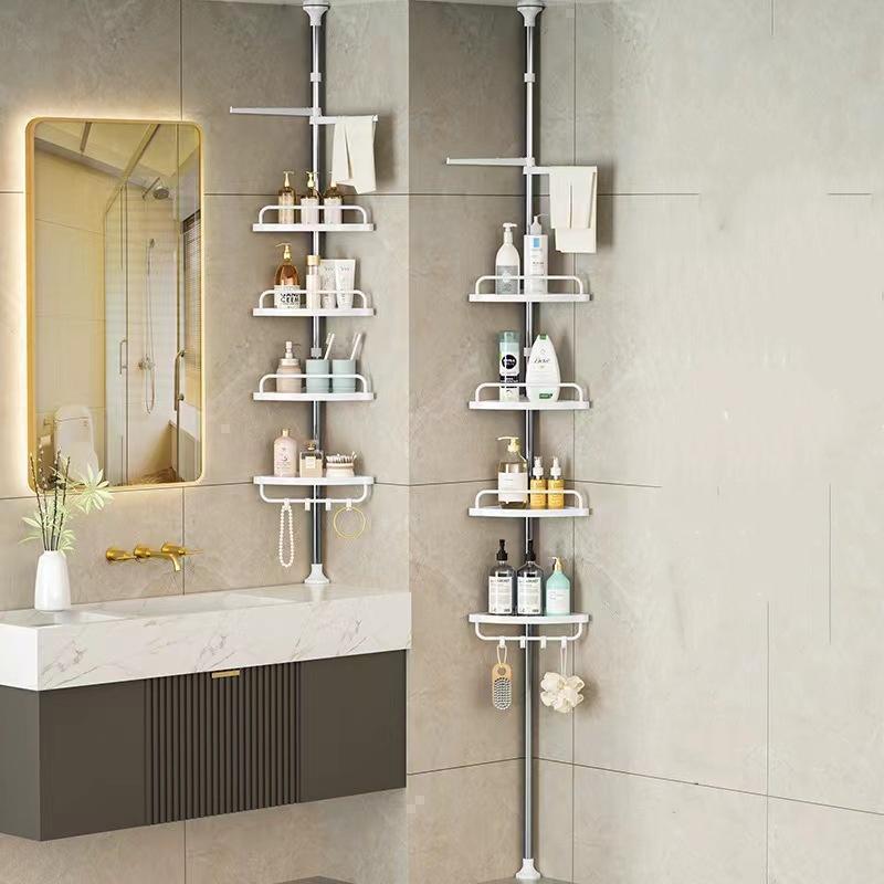 突っ張りお風呂サイズ：33.5*21.5*100-260cm/33.5*21.5*100-320cm※ご注意：タオルの棒が一つだけです。タオルロッドが2本必要な場合は別途お買い求め下さい。お風呂収納 風呂収納 お風呂ラック お風呂収納ラック...