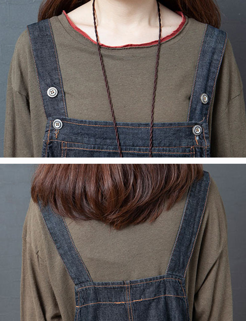 フレア Aライン 無地 ゆったり ポケット付き 重ね着 キャミワンピース ノースリーブ ワンピース サロペット デニム レディース