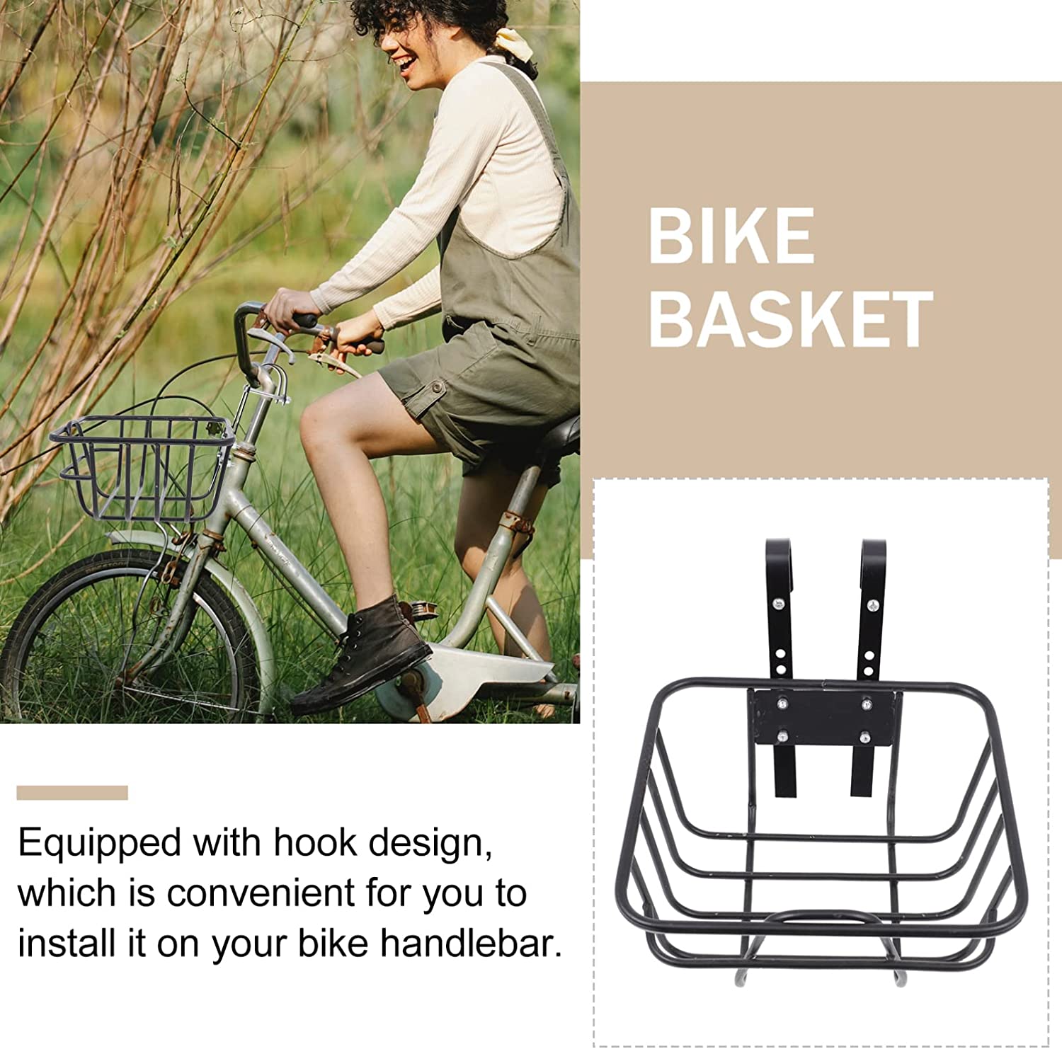 自転車カゴ 自転車 取り付け簡単 前 買い物 サイクリング 自転車用バスケット 大容...