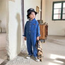 子ども ルームウエア キッズ ロンパース 赤ちゃん 男の子 ベビー服 ベビー 女の子 カバーオール つなぎ カジ ブルー 長袖 デニム