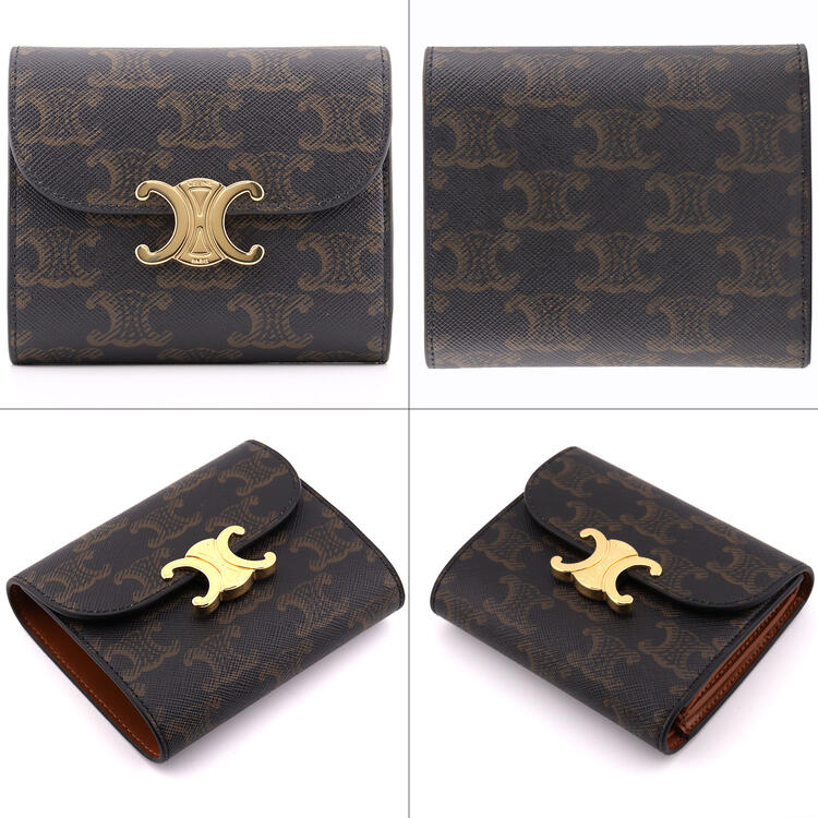 【P2倍★5/9-10】【国内正規品/ラッピング済】 セリーヌ 財布 CELINE 三つ折り スモール フラップウォレット トリオンフ トリオンフキャンバス 10D782CQH.04LU メンズ レディース ミニ財布 上品 ブランド 正規品 新品 ギフト プレゼント 女性 誕生日 実用的