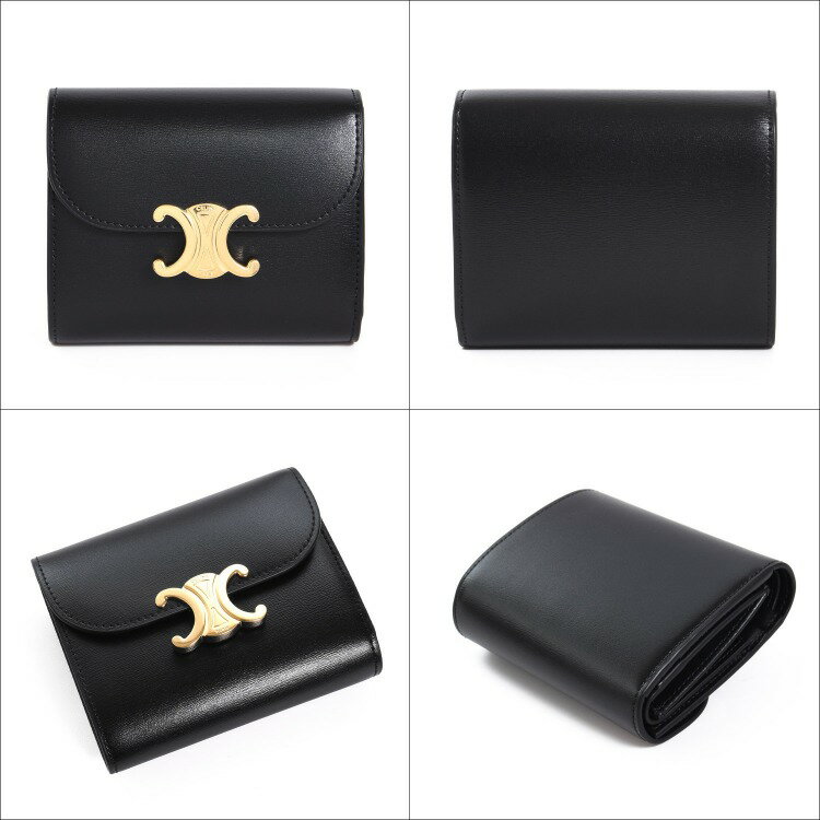 【P2倍★2/15-16】 セリーヌ 財布 三つ折り財布 スモール フラップウォレット トリオンフ シャイニーカーフスキン CELINE 10D783DPV.38NO メンズ レディース ブランド 正規品 新品 ギフト ホワイトデー お返し プレゼント 女性 誕生日 ミニ財布