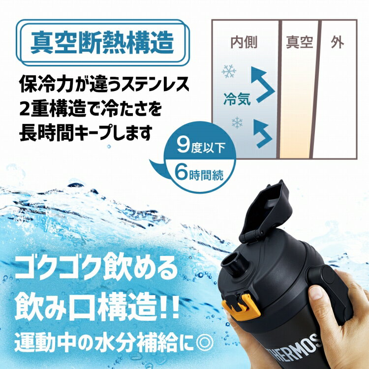 【25日限定P最大5倍】サーモス 水筒 名入れ 名前入り 2000ml 真空断熱スポーツジャグ ワンタッチ THERMOS 保冷専用 FFV-2001 タンブラー ステンレス 直飲み 軽量 2L 耐冷 子供用 子ども 魔法びん スポーツ プレゼント 男の子 女の子