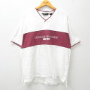 【中古】古着 エディーバウアー 半袖 ビンテージ ヴィンテージTシャツ メンズ 90年代 90s ビッグロゴ EBTEK 大きいサイズ 2L LL ビッグシルエット ゆったり ビッグサイズ オーバーサイズ コットン Vネック 白他 ホワイト XLサイズ 中古 | 春夏 夏物 夏服 ヴィンテージT