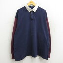 【中古】古着 IZOD 長袖 ブランド ラガーシャツ メンズ 90年代 90s ツートンカラー バイカラー 大きいサイズ 2L LL ビッグシルエット ゆったり ビッグサイズ オーバーサイズ USA製 アメリカ製 紺他 ネイビー XLサイズ 中古 トップス | 春夏 春物 春服 秋冬 秋物 秋服