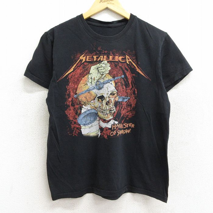 【中古】古着 半袖 ロックTシャツ バンドTシャツ メンズ メタリカ クルーネック 丸首 黒 ブラック Mサイズ 中古 | 春夏 夏物 夏服 メンズファッション カットソー ティーシャツ ティシャツ メンズTシャツ 半袖Tシャツ 半袖ティーシャツ カジュアルTシャツ おしゃれ カ