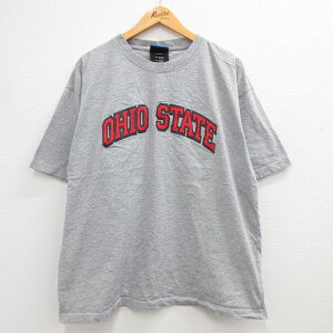 【中古】古着 半袖 ビンテージ ヴィンテージTシャツ メンズ 00年代 00s NCAA オハイオ州 大きいサイズ 2L LL ビッグシルエット ゆったり ビッグサイズ オーバーサイズ クルーネック 丸首 グレー 霜降り XLサイズ 中古 | 春夏 夏物 夏服 ヴィンテージTシャツ メンズファ