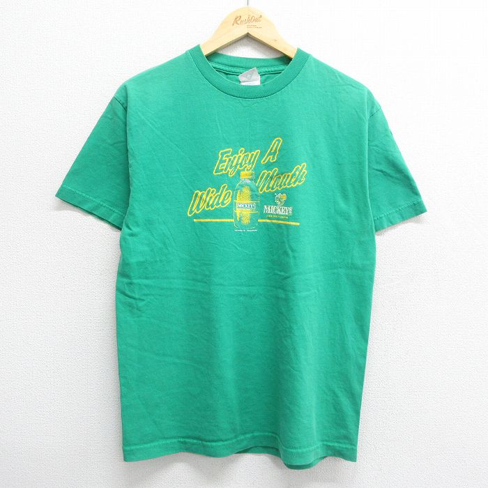 古着 半袖 ビンテージ ヴィンテージTシャツ メンズ 00年代 00s ミッキー MICKEY MOUSE ビール コットン クルーネック 丸首 緑 グリーン Mサイズ 中古 551180 2OF