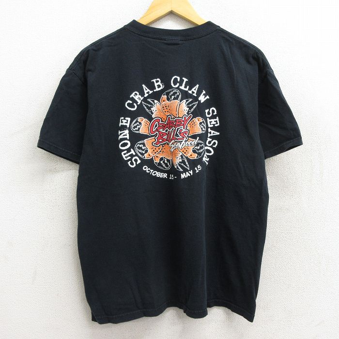 【中古】古着 半袖 ビンテージ ヴィンテージTシャツ メンズ 00年代 00s カニ CRABBY BILLS コットン クルーネック 丸首 紺 ネイビー XLサイズ 中古 | 春夏 夏物 夏服 ヴィンテージTシャツ メン…