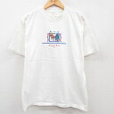 【中古】古着 半袖 ビンテージ ヴィンテージTシャツ メンズ 90年代 90s アラスカ トナカイ 刺繍 コットン クルーネック 丸首 USA製 ア..