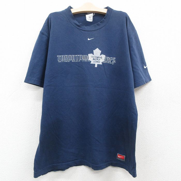 【中古】古着 ナイキ NIKE 半袖 ビンテージ ヴィンテージTシャツ キッズ ボーイズ 子供服 00年代 00s トロントメープルリーフス コットン クルーネック 丸首 紺 ネイビー | 春夏 春物 春服 秋…