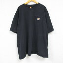 【中古】古着 カーハート Carhartt 半袖 ブランドTシャツ メンズ 胸ポケット付き 大きいサイズ 2L LL ビッグシルエット ゆったり ビッグサイズ オーバーサイズ コットン クルーネック 丸首 黒 ブラック XLサイズ 中古 | 春夏 夏物 夏服 メンズファッション カットソー