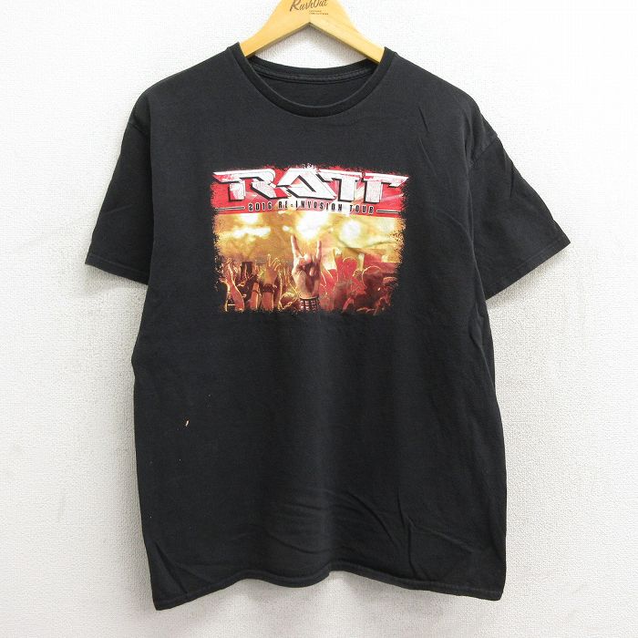 【中古】古着 半袖 ロックTシャツ バンドTシャツ メンズ ラット クルーネック 丸首 黒 ブラック Lサイズ 中古 | 春夏 夏物 夏服 メンズファッション カットソー ティーシャツ ティシャツ メンズTシャツ 半袖Tシャツ 半袖ティーシャツ カジュアルTシャツ おしゃれ カジ