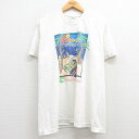 古着 半袖 ビンテージ ヴィンテージTシャツ メンズ 90年代 90s ビーチ ヤシの木 大きいサイズ 2L LL ビッグシルエット ゆったり ビッグサイズ オーバーサイズ クルーネック 丸首 白 ホワイト XLサイズ 中古 | 春夏 夏物 夏服 ヴィンテージTシャツ メンズファッ