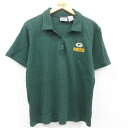 【中古】古着 半袖 ポロシャツ レディース 90年代 90s NFL グリーンベイパッカーズ コットン 開襟 オープンカラー 緑 グリーン アメフト スーパーボ...