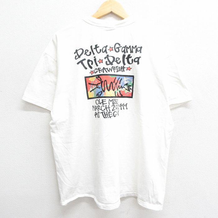 古着 ヘインズ Hanes 半袖 ビンテージ ヴィンテージTシャツ メンズ 90年代 90s デルタ ガンマ Crawfish 胸ポケット付き 大きいサイズ 2L LL ビッグシルエット ゆったり ビッグサイズ オーバーサイズ コットン クルーネック 丸首 白 ホワイト XLサイズ 中古 |