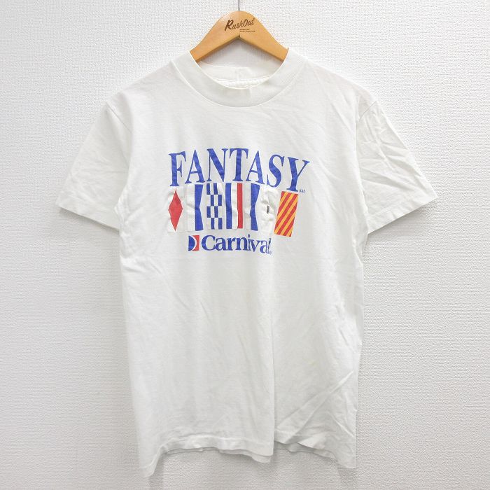 【中古】古着 半袖 ビンテージ ヴィンテージTシャツ メンズ 90年代 90s FANTASY カーニバル クルーネック 丸首 白 ホワイト Mサイズ 中古 | 春夏 夏物 夏服 ヴィンテージTシャツ メンズファッション カットソー ティーシャツ ティシャツ メンズTシャツ 半袖Tシャツ 半