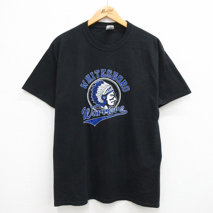 【中古】古着 半袖 ビンテージ ヴィンテージTシャツ メンズ 00年代 00s インディアン Warriors クルーネック 丸首 黒 ブラック Lサイズ 中古 春夏 夏物 夏服 ヴィンテージTシャツ メンズファッション カットソー ティーシャツ ティシャツ メンズTシャツ 半袖Tシャツ