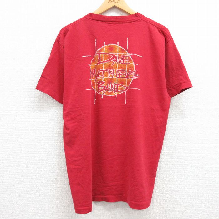 古着 半袖 ビンテージ ヴィンテージ ロックTシャツ バンドTシャツ メンズ 90年代 90s ディヴマシューズバンド デイブマシューズバンド クルーネック 丸首 赤 レッド XLサイズ 中古 | 春夏 春物 春服 秋冬 秋物 秋服 メンズファッション ロンT カットソー ロン