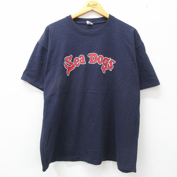 【中古】古着 半袖 ビンテージ ヴィンテージTシャツ メンズ 00年代 00s ポートランドシードッグス ジャコビーエルズベリー 2 紺 ネイビー XLサイズ 中古 春夏 夏物 夏服 ヴィンテージTシャツ メンズファッション カットソー ティーシャツ ティシャツ メンズTシャツ