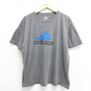 【中古】古着 アディダス adidas 半袖 ブランドTシャツ メンズ ビッグロゴ クルーネック 丸首 グレー XLサイズ 中古 春夏 夏物 夏服 メンズファッション カットソー ティーシャツ ティシャツ メンズTシャツ 半袖Tシャツ 半袖ティーシャツ カジュアルTシャツ おしゃれ