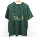 【中古】古着 半袖 ビンテージ ヴィンテージTシャツ レディース 00年代 00s 花 クルーネック 丸首 USA製 アメリカ製 濃緑他 グリーン 中古 | 春...