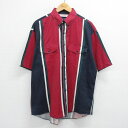 【中古】古着 ラングラー Wrangler 半袖シャツ メンズ 90年代 90s 大きいサイズ 2L LL ビッグシルエット ゆったり ビッグサイズ オーバーサイズ コットン ボタンダウン 赤他 レッド XLサイズ 中古 トップス | 春夏 春物 春服 夏物 夏服 カジュアルシャツ メンズファッ