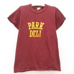 【中古】古着 ラッセル 半袖 ビンテージ ヴィンテージTシャツ キッズ ボーイズ 子供服 70年代 70s PARK DELI コットン クルーネック 丸首 エンジ 【spe】 | 春夏 春物 春服 秋冬 秋物 秋服 女の子 子ども服 こども服 カジュアル ファッション おしゃれ かわいい