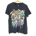 【中古】古着 半袖Tシャツ メンズ DCコミックス グリーンアロー シャザム フラッシュ コットン クルーネック 丸首 黒 ブラック Lサイズ 中古 中古メンズ半袖プリントキャラクター