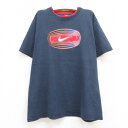 【中古】古着 ナイキ NIKE 半袖 ビンテージ ヴィンテージTシャツ キッズ ボーイズ 子供服 00年代 00s ビッグロゴ コットン クルーネック 丸首 紺 ネイビー | 春夏 春物 春服 秋冬 秋物 秋服 女の子 子ども服 こども服 カジュアル ファッション おしゃれ かわいい 0OF