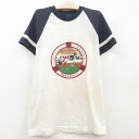 【中古】古着 チャンピオン champion 半袖 ビンテージ ヴィンテージTシャツ キッズ ボーイズ 子供服 80年代 80s 野球 ラグラン ツートンカラー バイカラー クルーネック 丸首 USA製 アメリカ製 白他 ホワイト 霜降り | 春夏 春物 春服 秋冬 秋物 秋服 女の子 子ども服 0OF