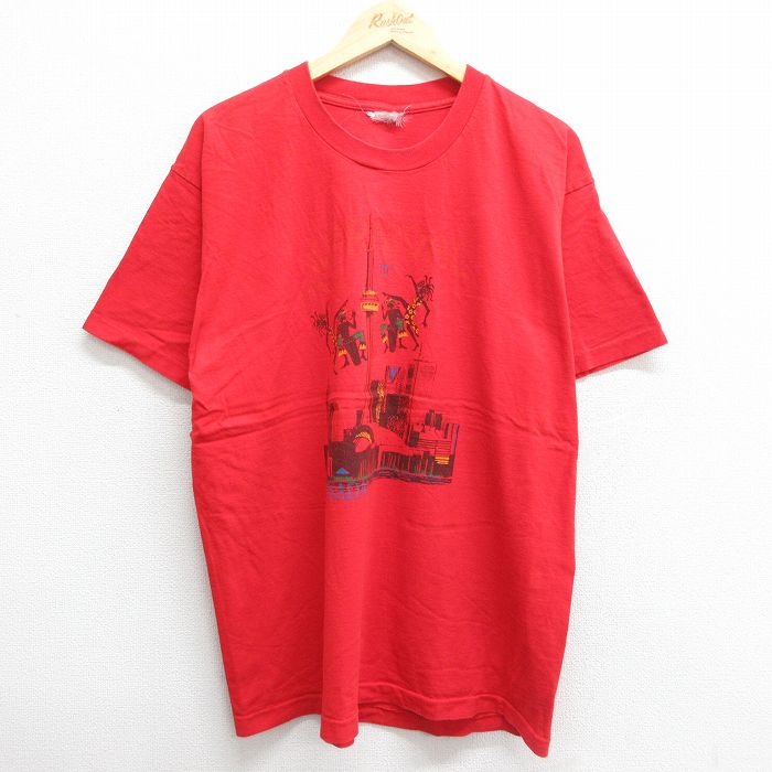 【中古】古着 半袖 ビンテージ ヴィンテージTシャツ メンズ 90年代 90s カーニバル カナダ 大きいサイズ 2L LL ビッグシルエット ゆったり ビッグサイズ オーバーサイズ コットン クルーネック 丸首 カナダ製 赤 レッド XLサイズ 中古 | 春夏 夏物 夏服 ヴィンテージT