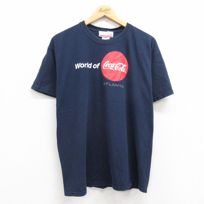 【中古】古着 半袖 ビンテージ ヴィンテージTシャツ メンズ 00年代 00s コカコーラ アトランタ コットン クルーネック 丸首 紺 ネイビー Lサイズ 中古 | 春夏 夏物 夏服 ヴィンテージTシャツ メンズファッション カットソー ティーシャツ ティシャツ メンズTシャツ 半