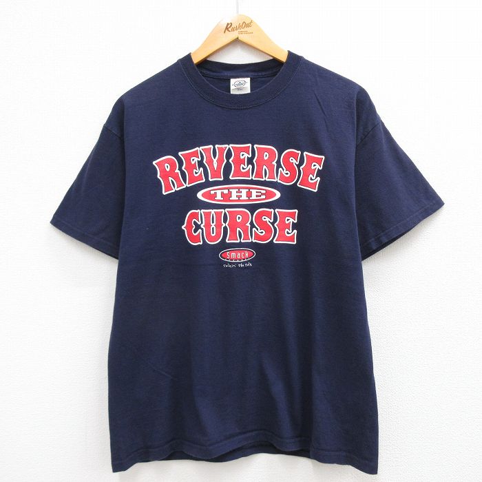 【中古】古着 半袖 ビンテージ ヴィンテージTシャツ メンズ 00年代 00s REVERSE ベーブルース コットン クルーネック 丸首 紺 ネイビー Lサイズ 中古 | 春夏 夏物 夏服 ヴィンテージTシャツ メンズファッション カットソー ティーシャツ ティシャツ メンズTシャツ 半袖 3OF