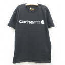 【中古】古着 カーハート Carhartt 半袖Tシャツ キッズ ボーイズ 子供服 ビッグロゴ コットン クルーネック 丸首 黒 ブラック | 春夏 春物 春服 秋冬 秋物 秋服 女の子 子ども服 こども服 カジュアル ファッション おしゃれ かわいい 0OF