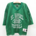 【中古】古着 半袖 ビンテージ ヴィンテージ フットボールTシャツ キッズ ボーイズ 子供服 00年代 00s RAPRAEL メッシュ地 Vネック 緑 グリーン ユニフォーム ゲームシャツ | 春夏 春物 春服 秋冬 秋物 秋服 女の子 子ども服 こども服 カジュアル ファッション おしゃ