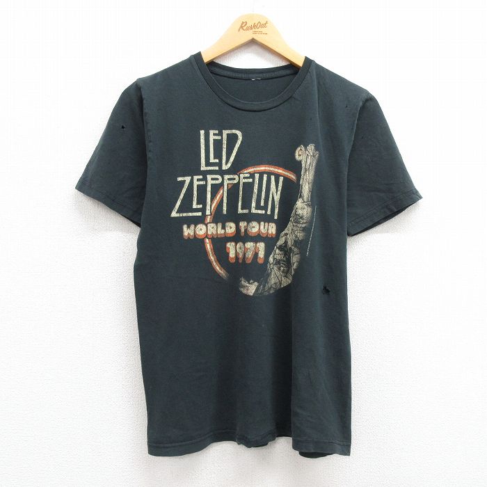 【中古】古着 半袖 ビンテージ ヴィンテージ ロックTシャツ バンドTシャツ メンズ 00年代 00s レッドツェッペリン クルーネック 丸首 黒 ブラック Mサイズ 中古 | 春夏 春物 春服 秋冬 秋物 秋服 メンズファッション ロンT カットソー ロンティー ロングT ロングTシャ